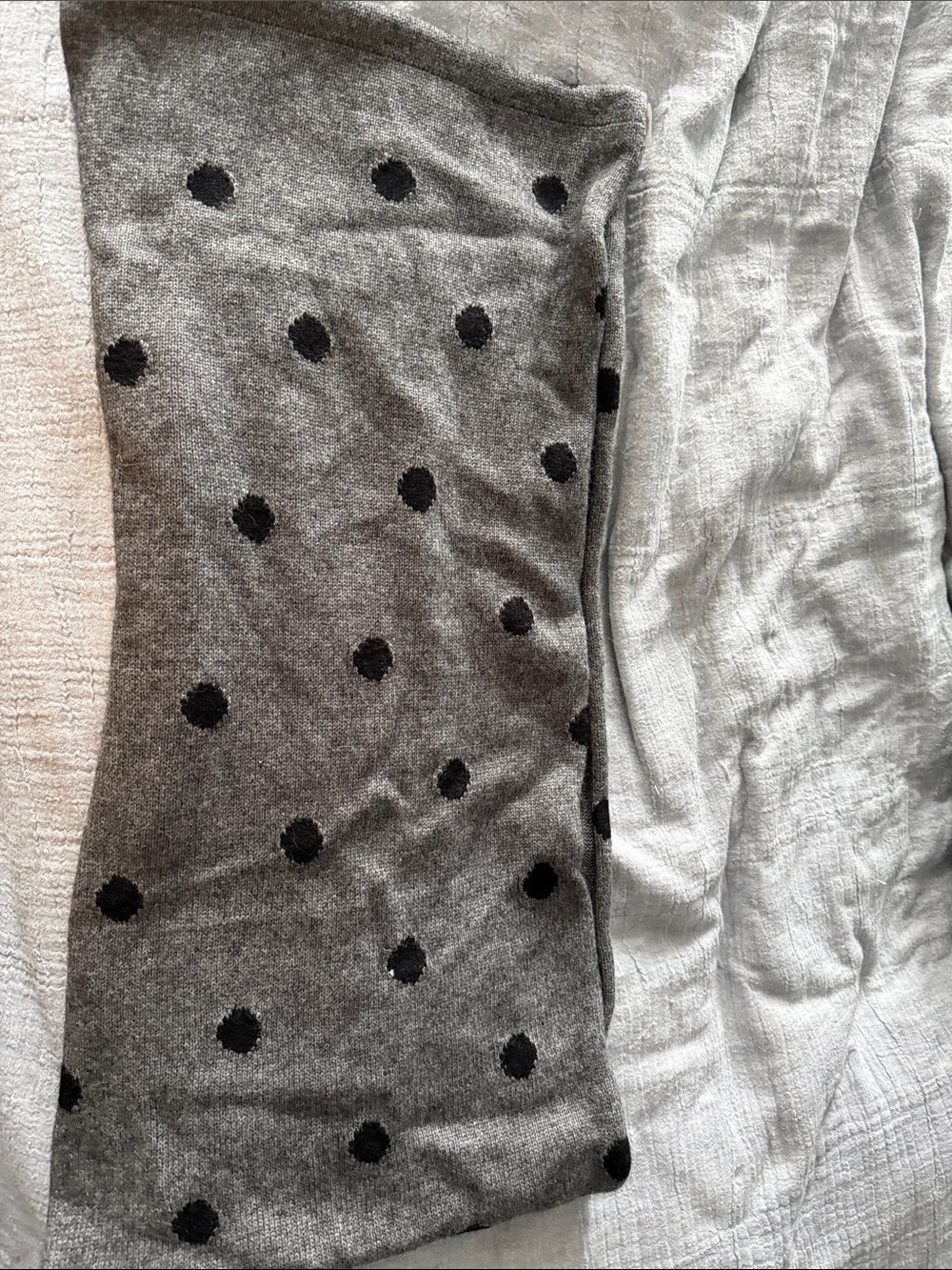 J. Crew Gray Polka Dot Knit Scarf